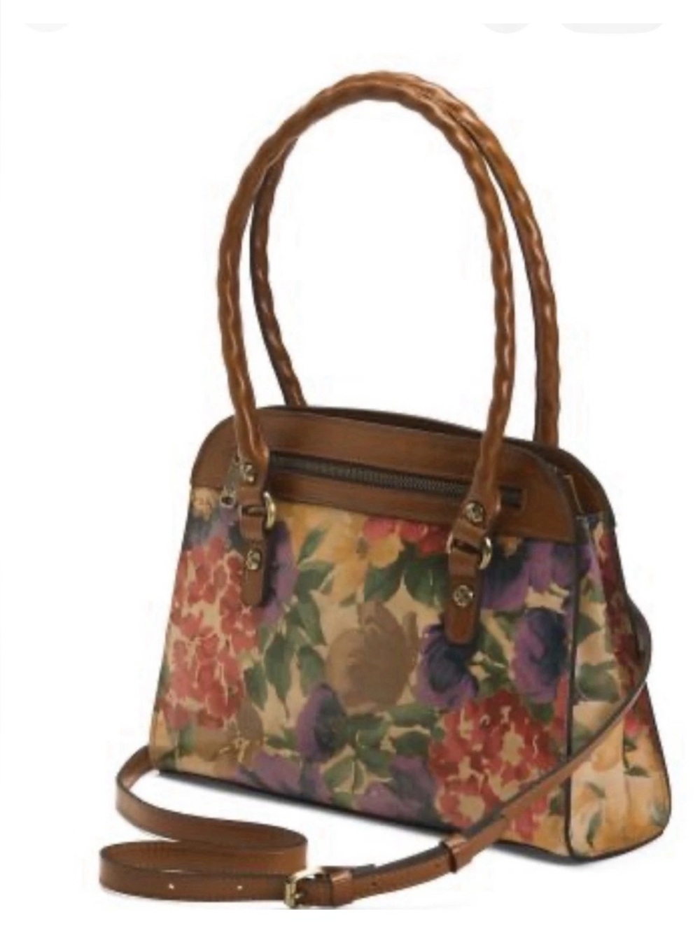 Patricia Nash Calvi French Hydrangea Italian Leather Floral Satchel Handbag - Picture 2 of 16